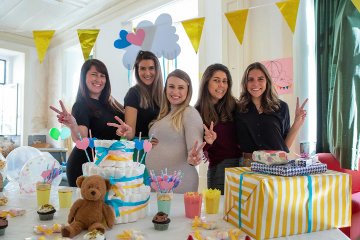 women celebrating baby shower|women celebrating baby shower