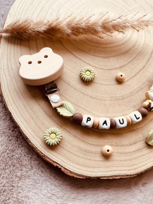 Attache tétine renard beige