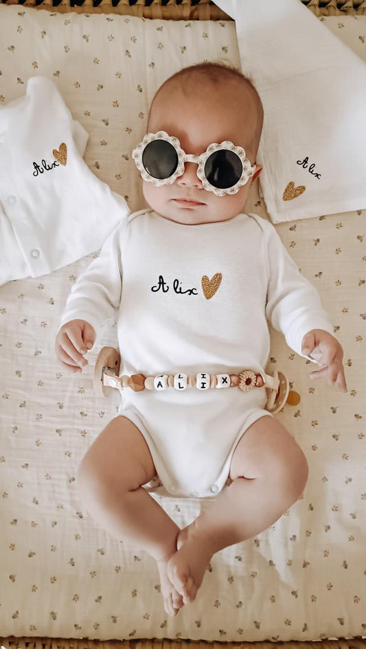 Coffret naissance coeur dore