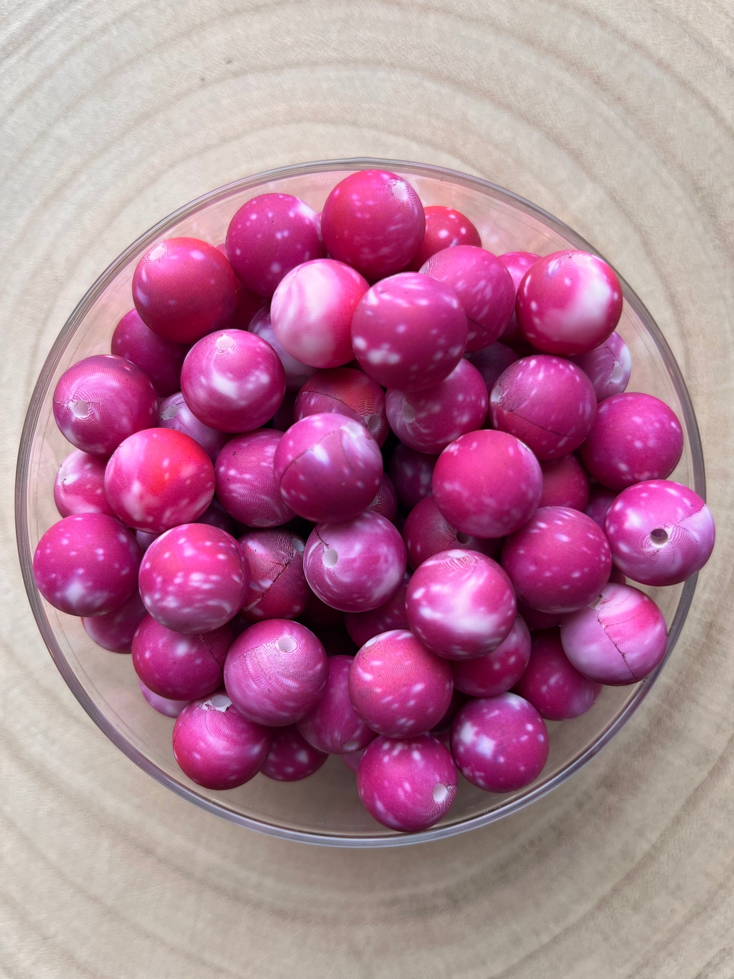 Perle en silicone imprimée – Galaxie Fuchsia & Rose