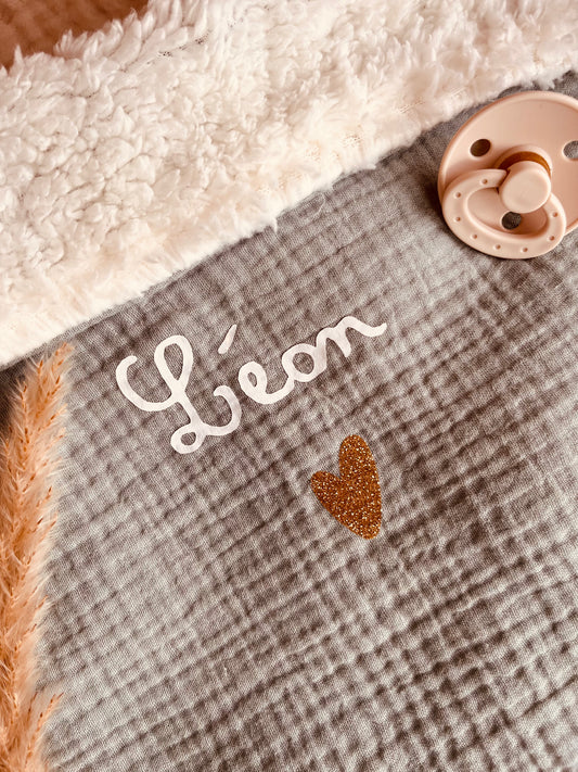 Couverture bébé personnalisé vert sauge