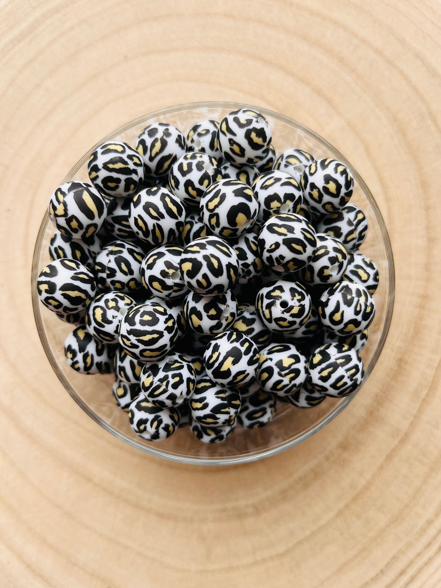 Perle silicone imprimées léopard