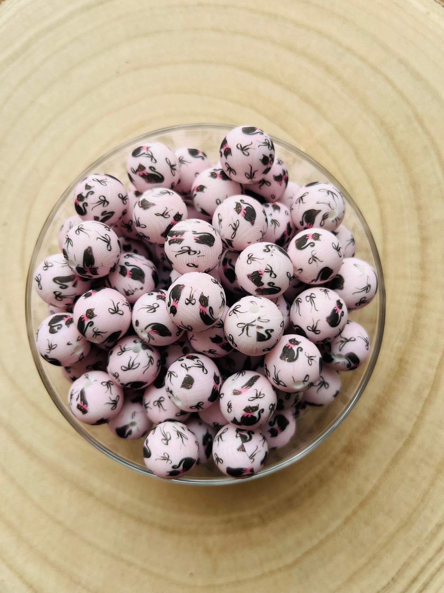 Perle silicone imprimées Chat