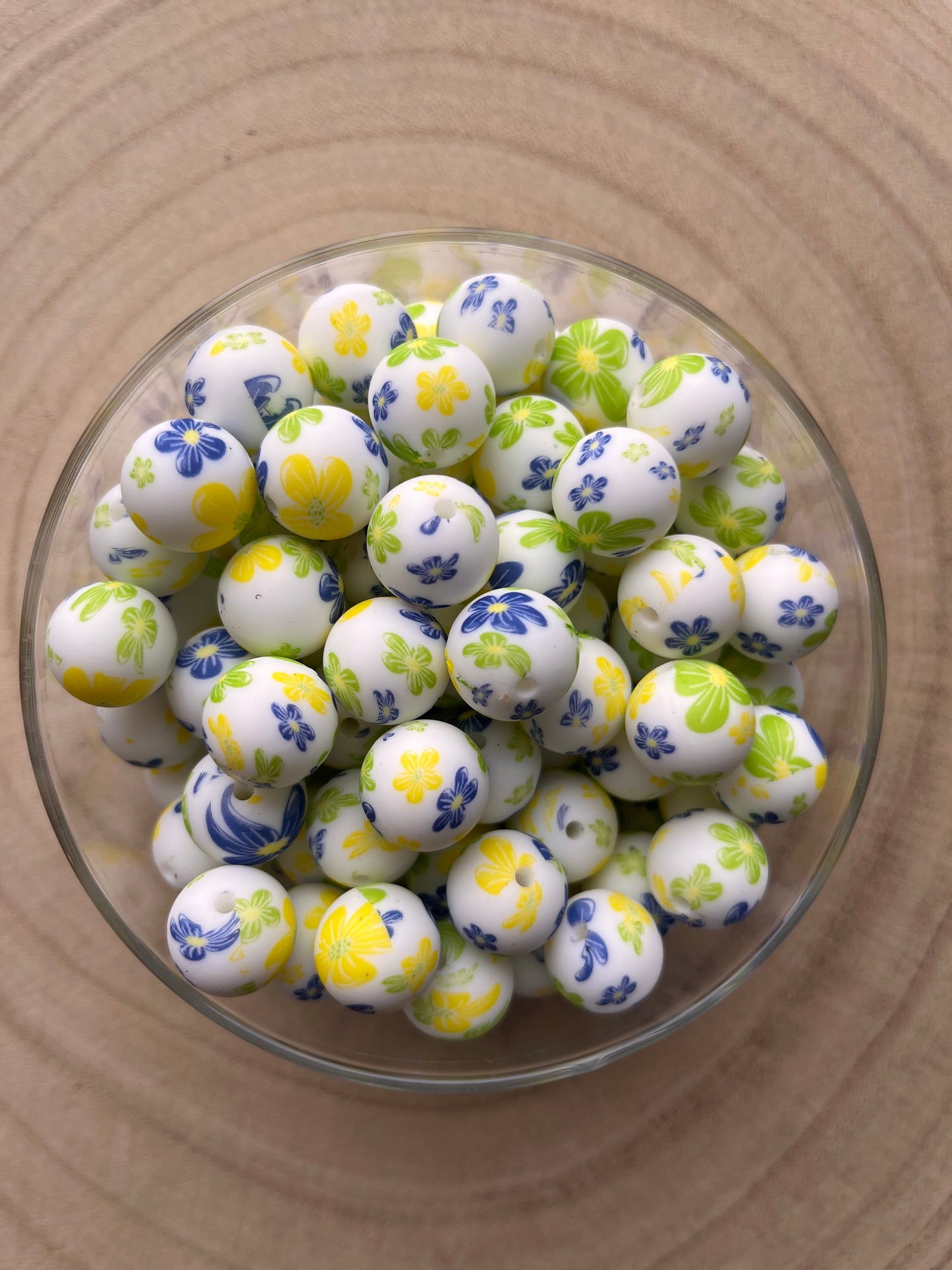 Perle silicone imprimées Printemps