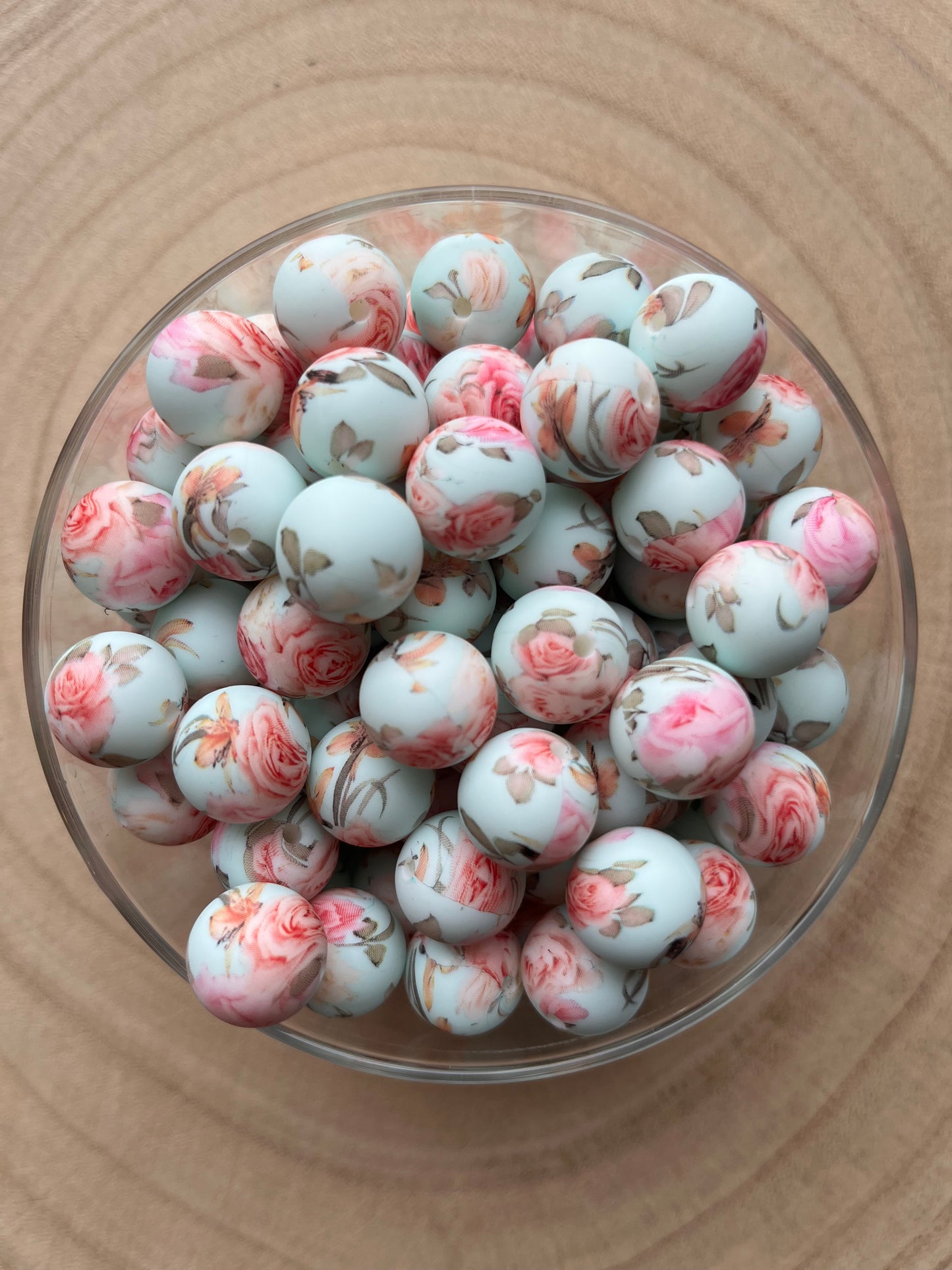 Perles en silicone imprimées Porcelaine rose