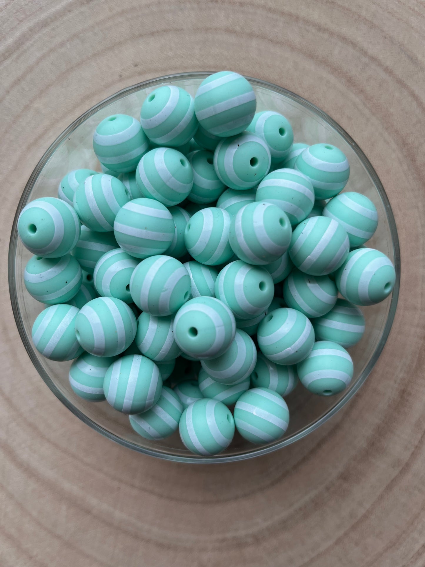 Perles en silicone imprimées Rayé Menthe