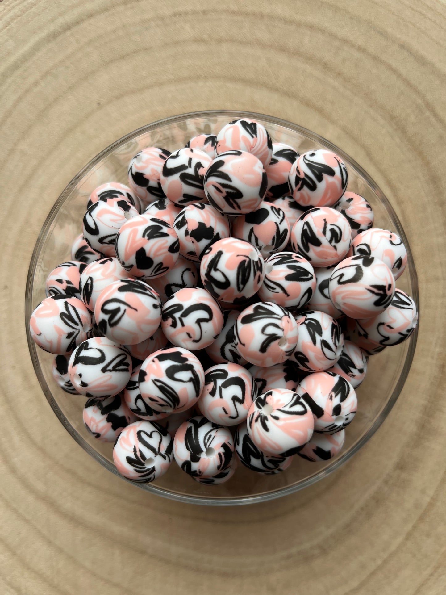 Perles en silicone imprimées Cœur