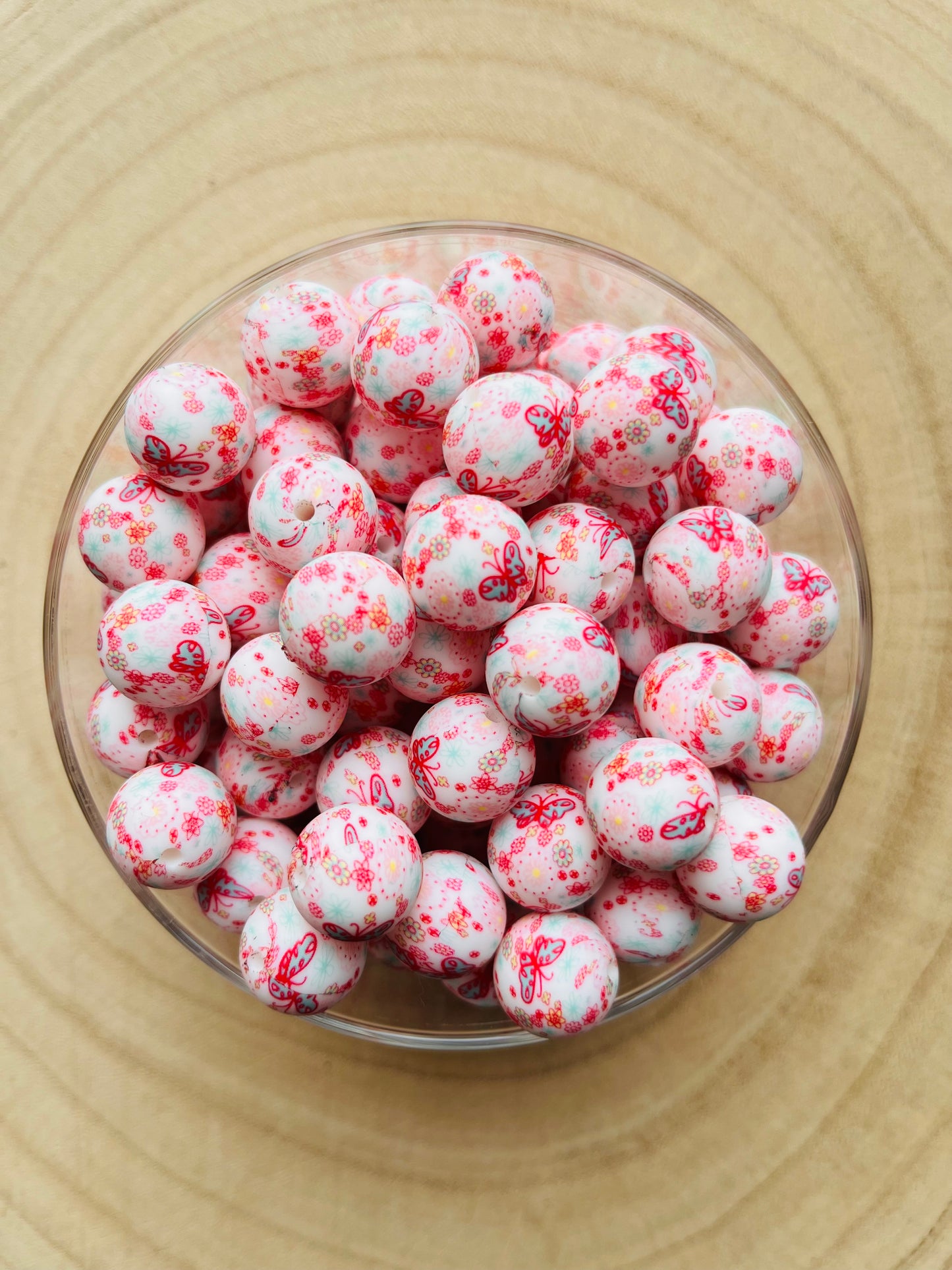 Perle silicone imprimées papillons