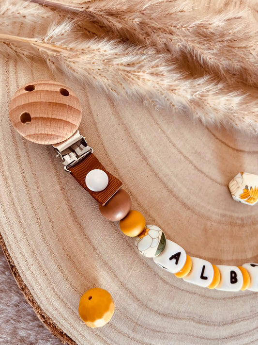 Attache doudou tournesol