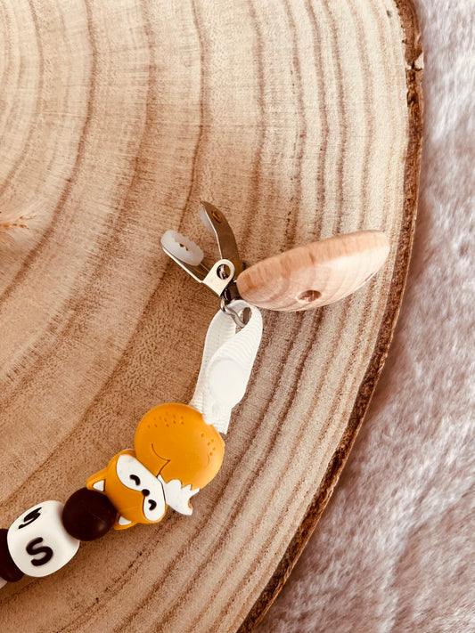 Attache doudou renard moutarde