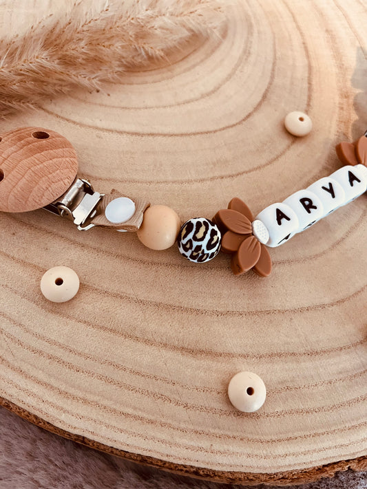 Attache-tétine personnalisée Lotus Léopard