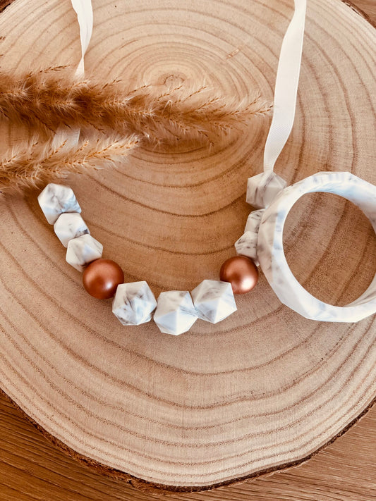 Coffret bijoux d'allaitement marbre blanc