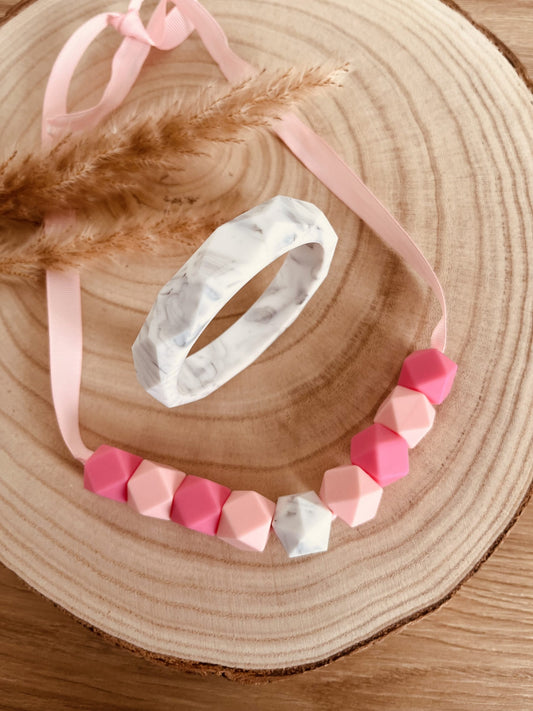 coffret d'allaitement rose vue du dessus