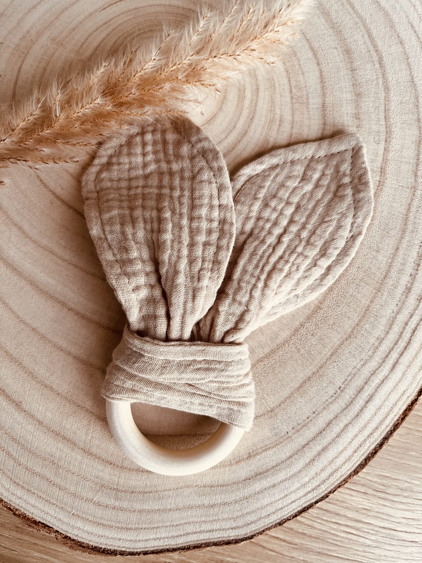 Anneau de dentition beige vue dessus