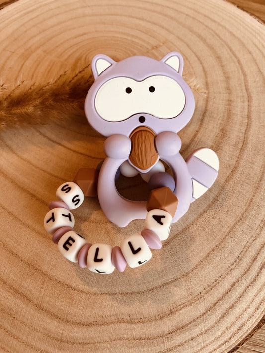 Anneau de dentition raton laveur parme vue du dessus