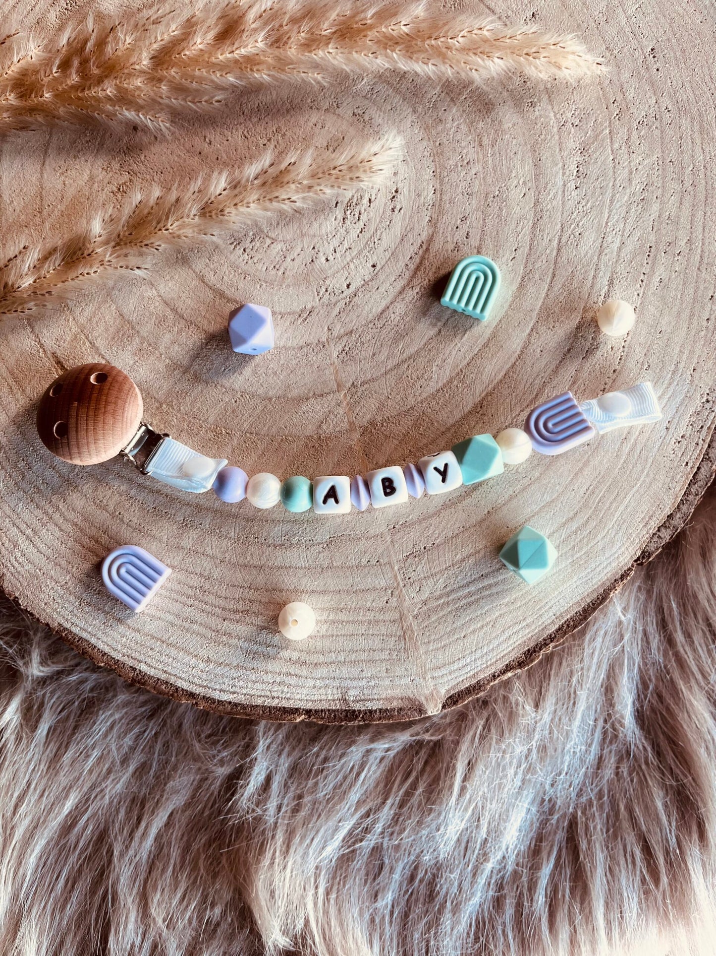Personalized pacifier Arc en Ciel Parme Personalized