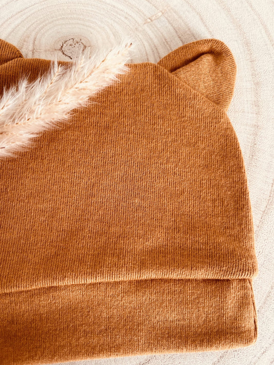 Bonnet naissance personnalisé camel