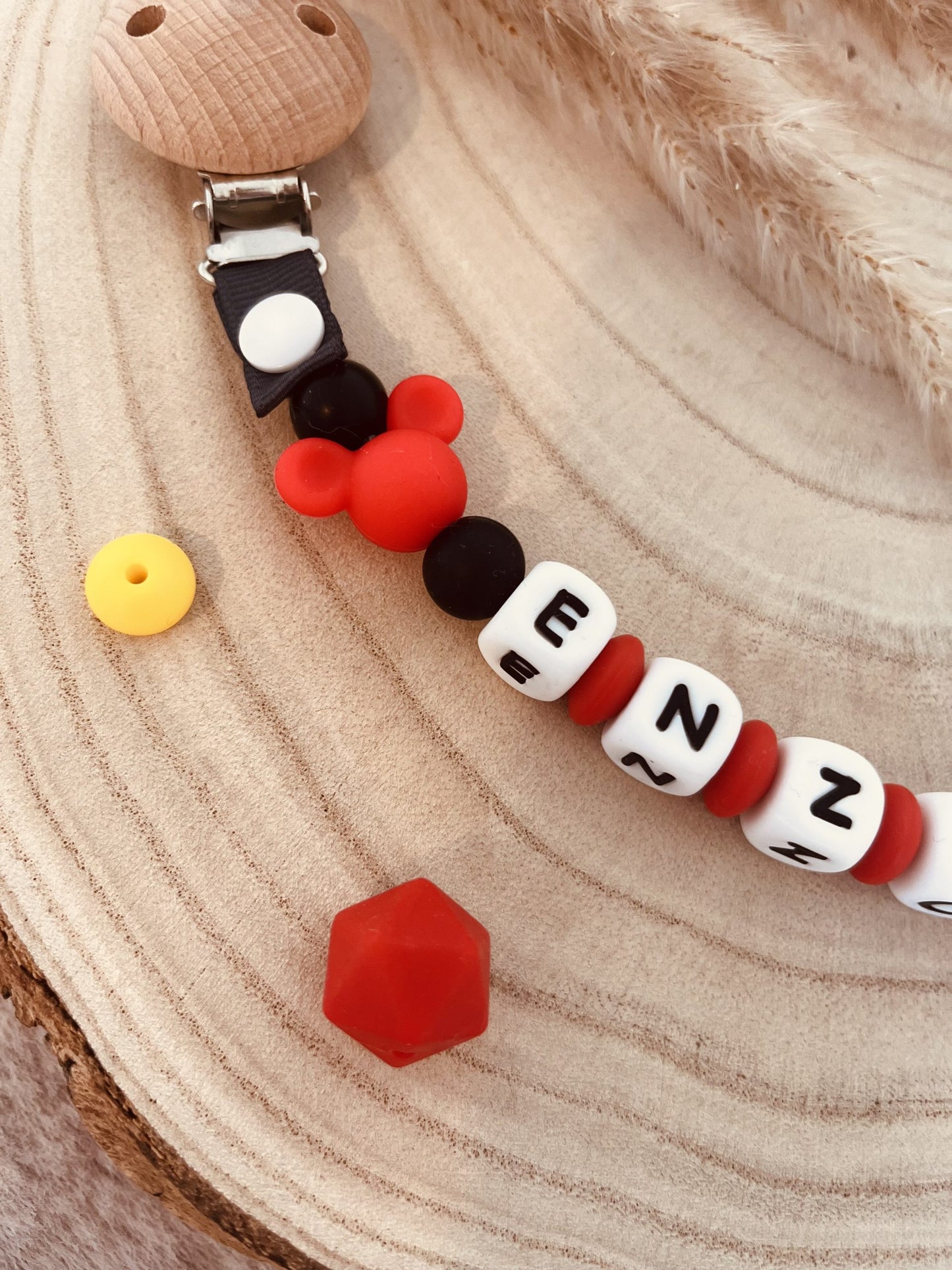 Personalized mickey pacifier attachment