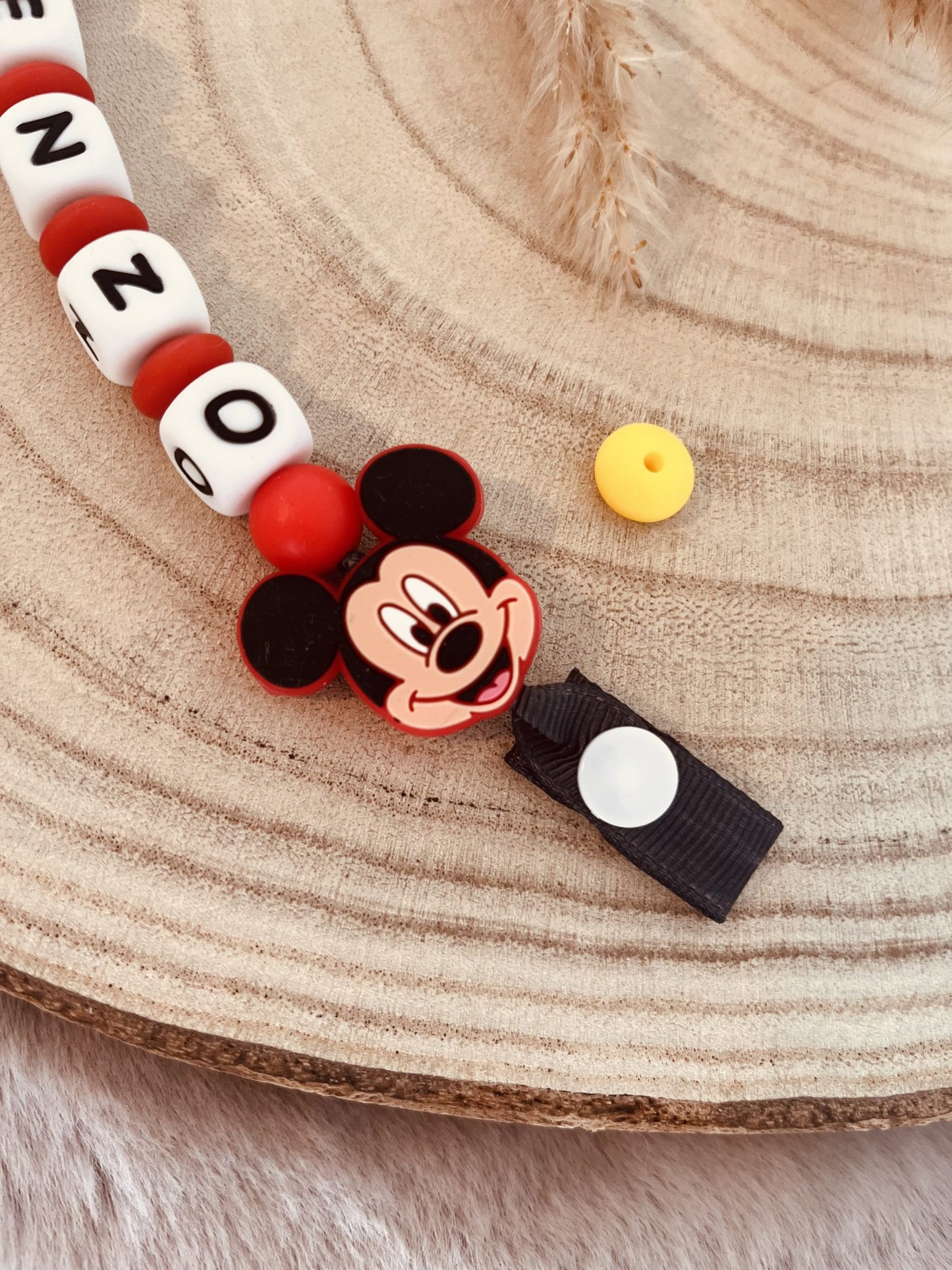Personalized mickey pacifier attachment