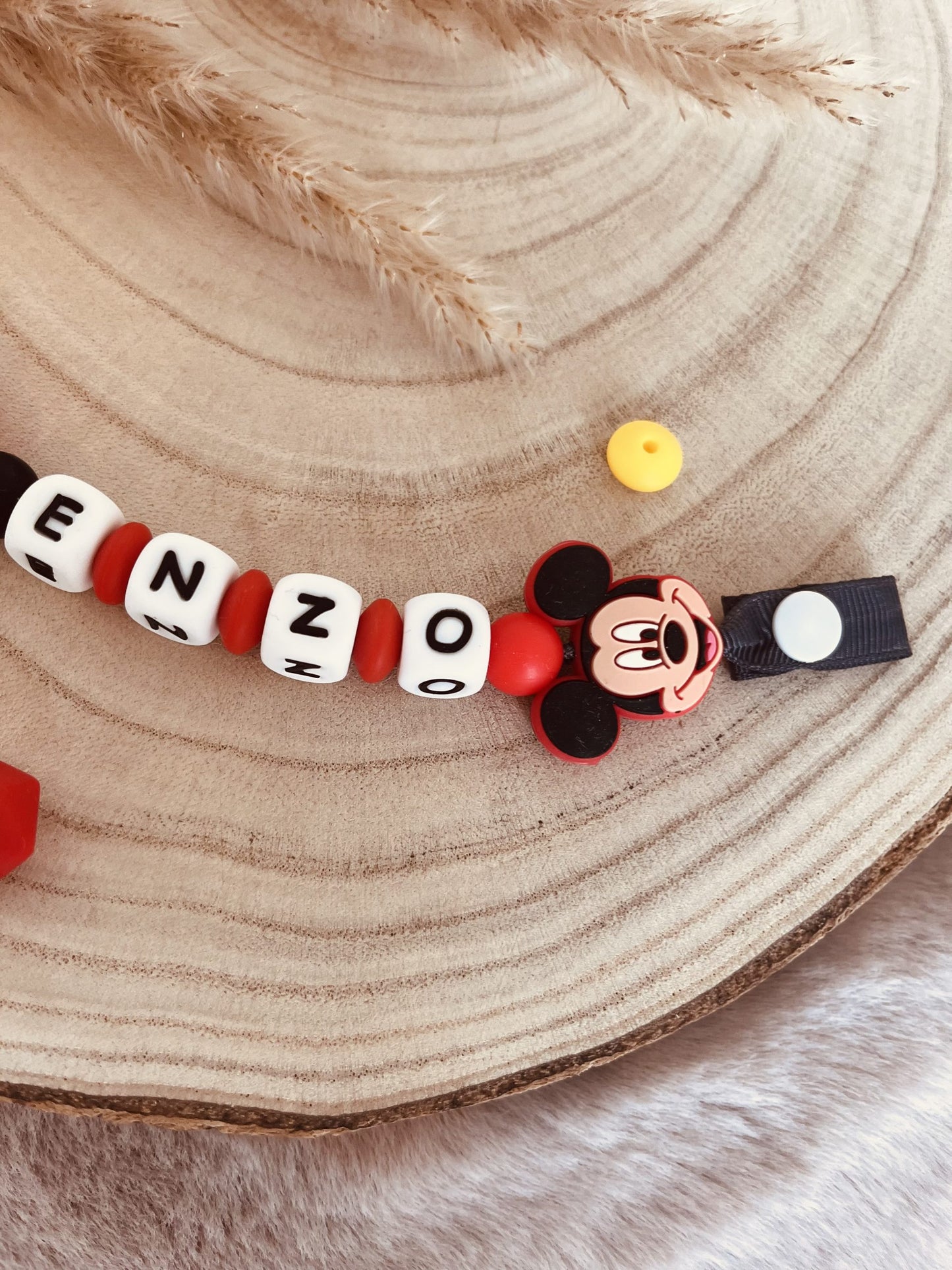 Personalized mickey pacifier attachment