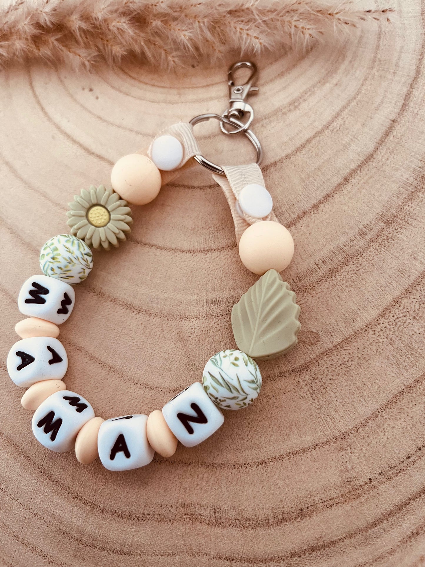 Porte clé personnalisé marguerite verte
