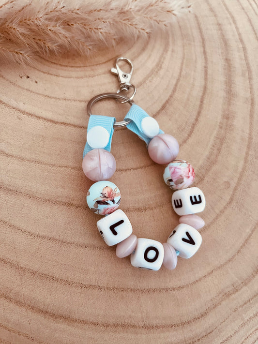 Porte clé personnalisé rose poudré