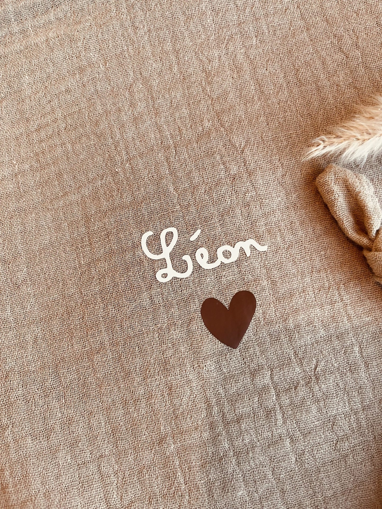 Doudou Cotton Gaze Khaki Heart