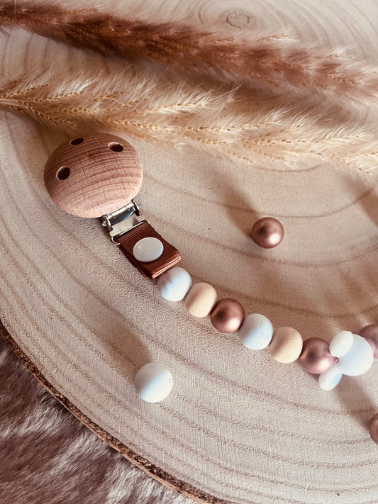 Attache tétine mickey beige