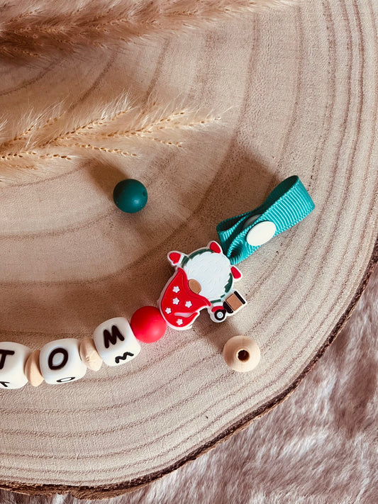 Attache tétine lutin de noël