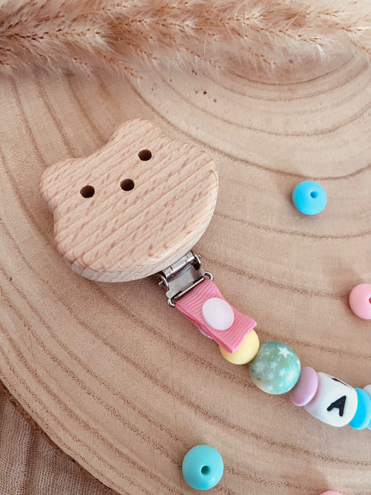 Attache tétine licorne pastel