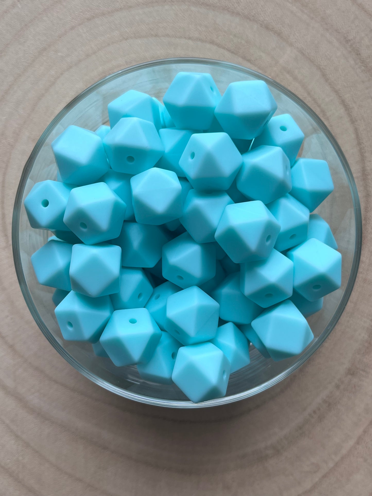 Perle silicone hexagonale 14mm bleu