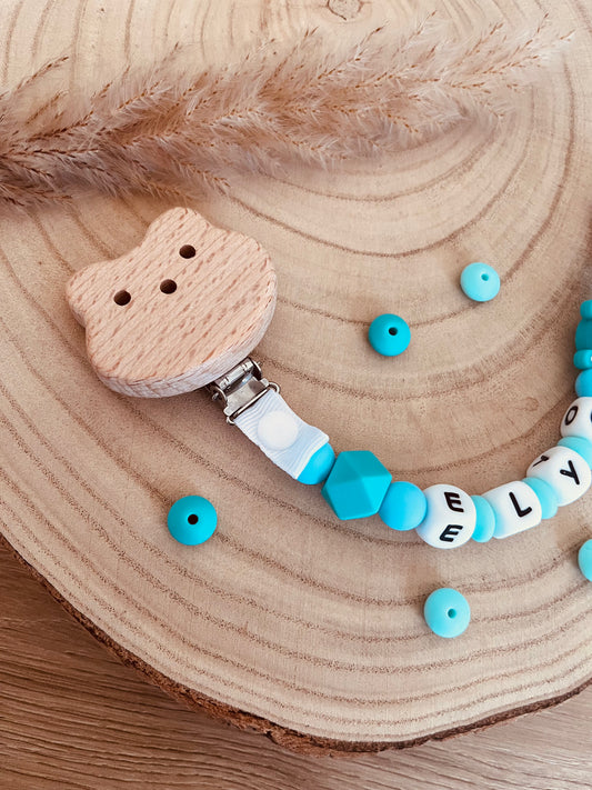 Attache tétine tortue turquoise