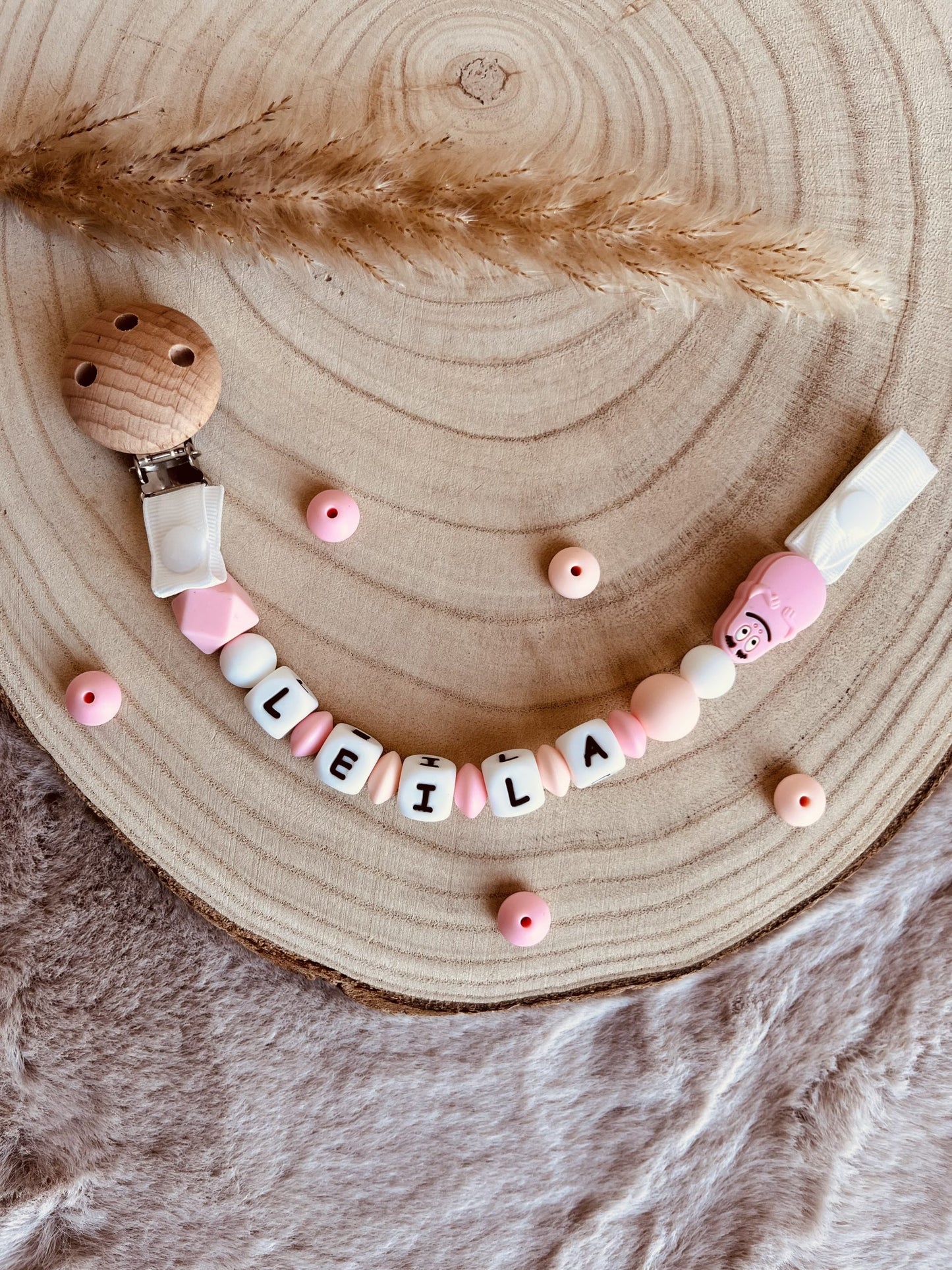 Rose barbapapa pacifier attachment