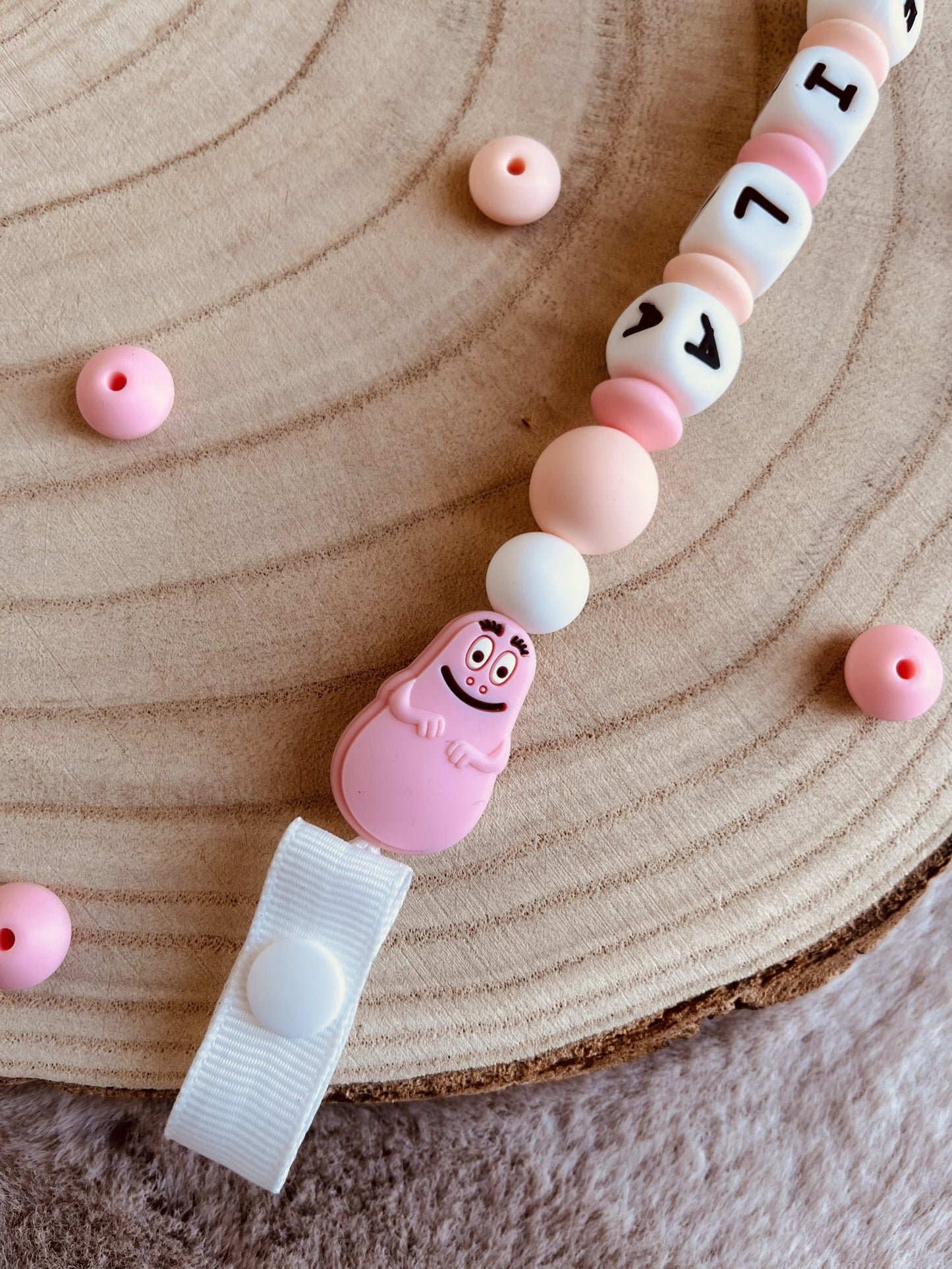 Rose barbapapa pacifier attachment