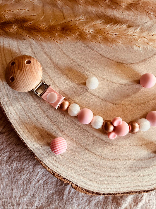 Attache tétine mickey rose