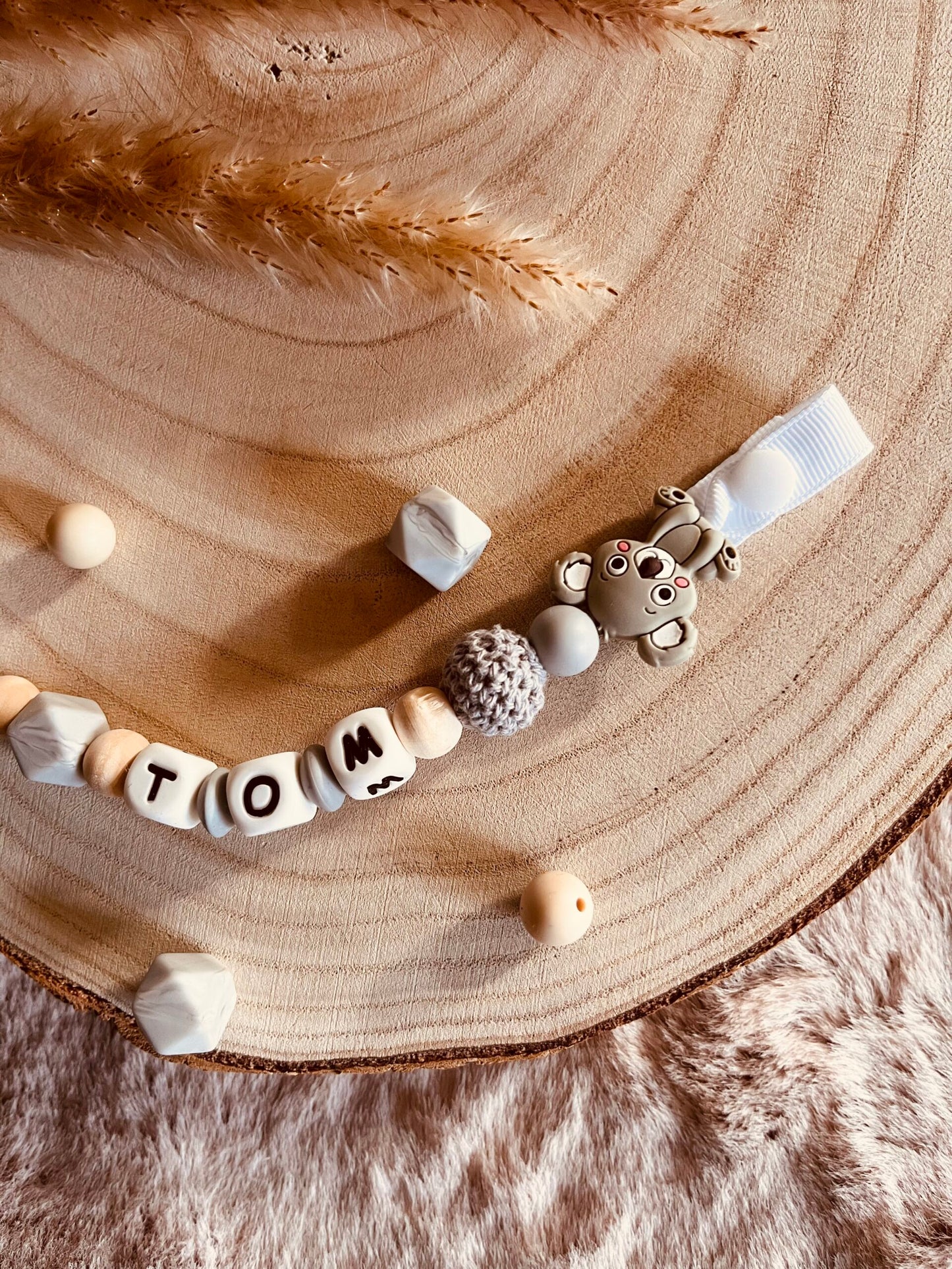 attache tétine koala gris