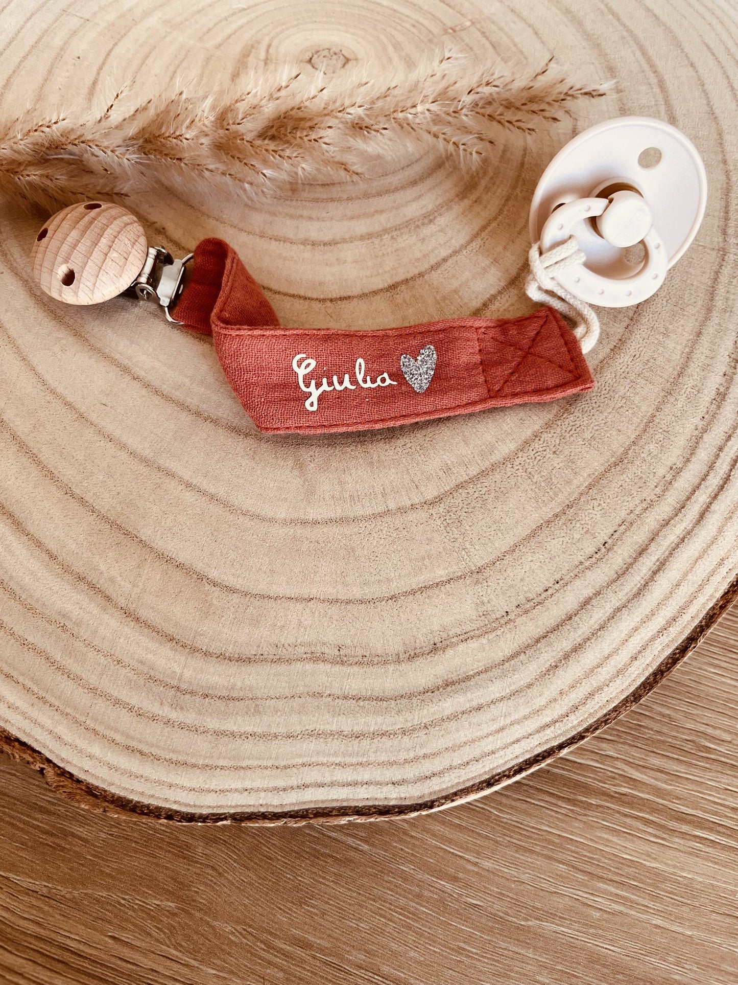 Terracotta cotton gauze pacifier attachment