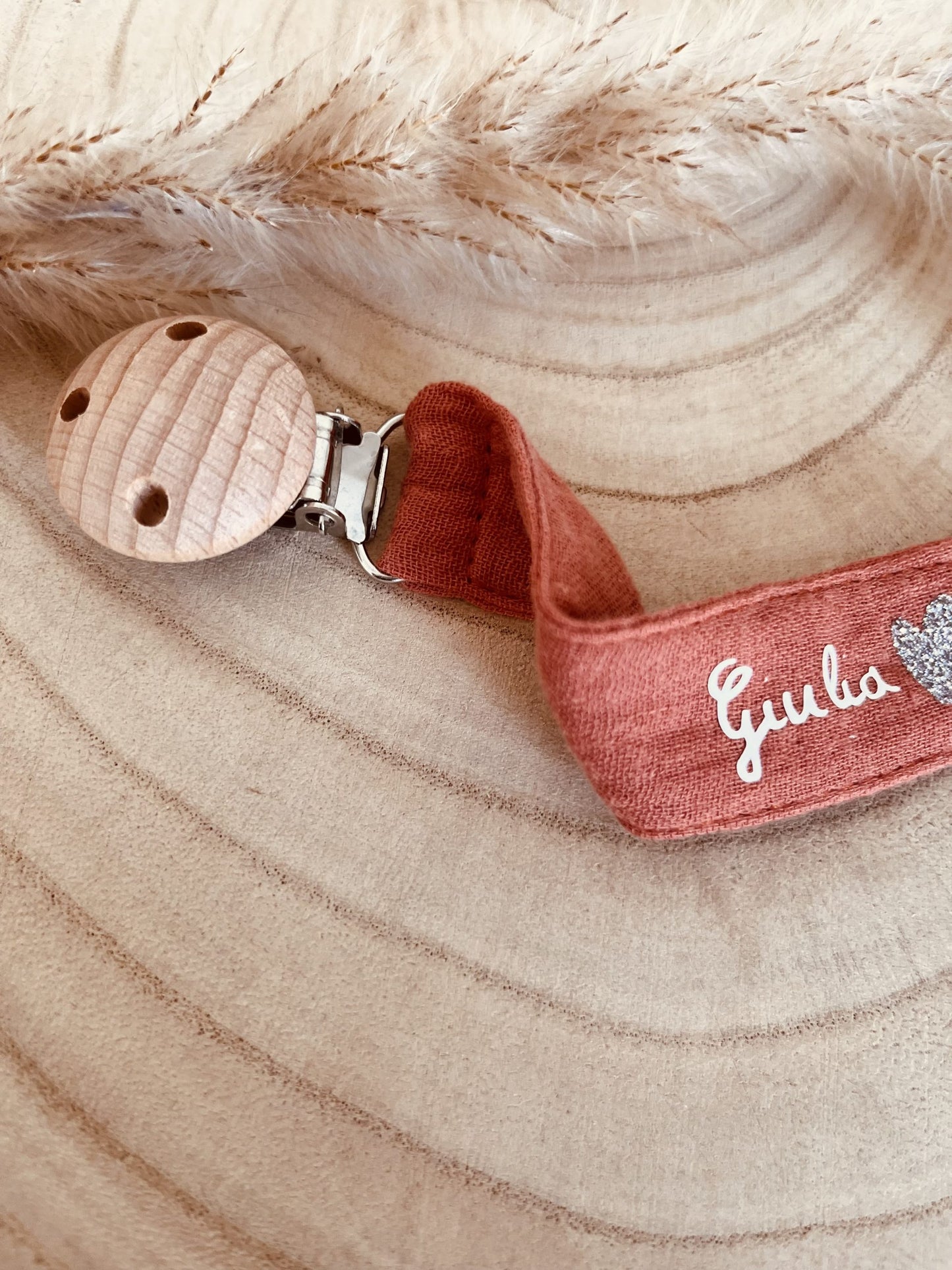 Terracotta cotton gauze pacifier attachment