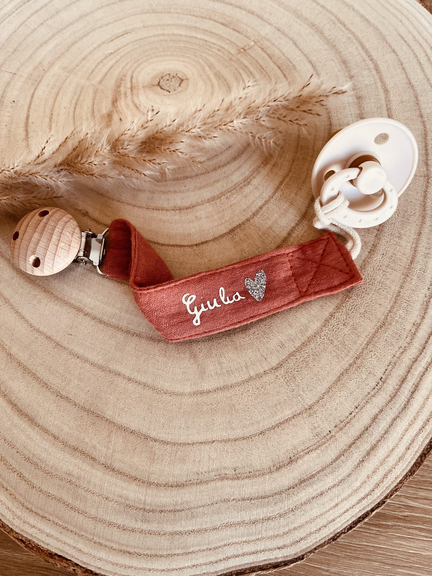 Terracotta cotton gauze pacifier attachment