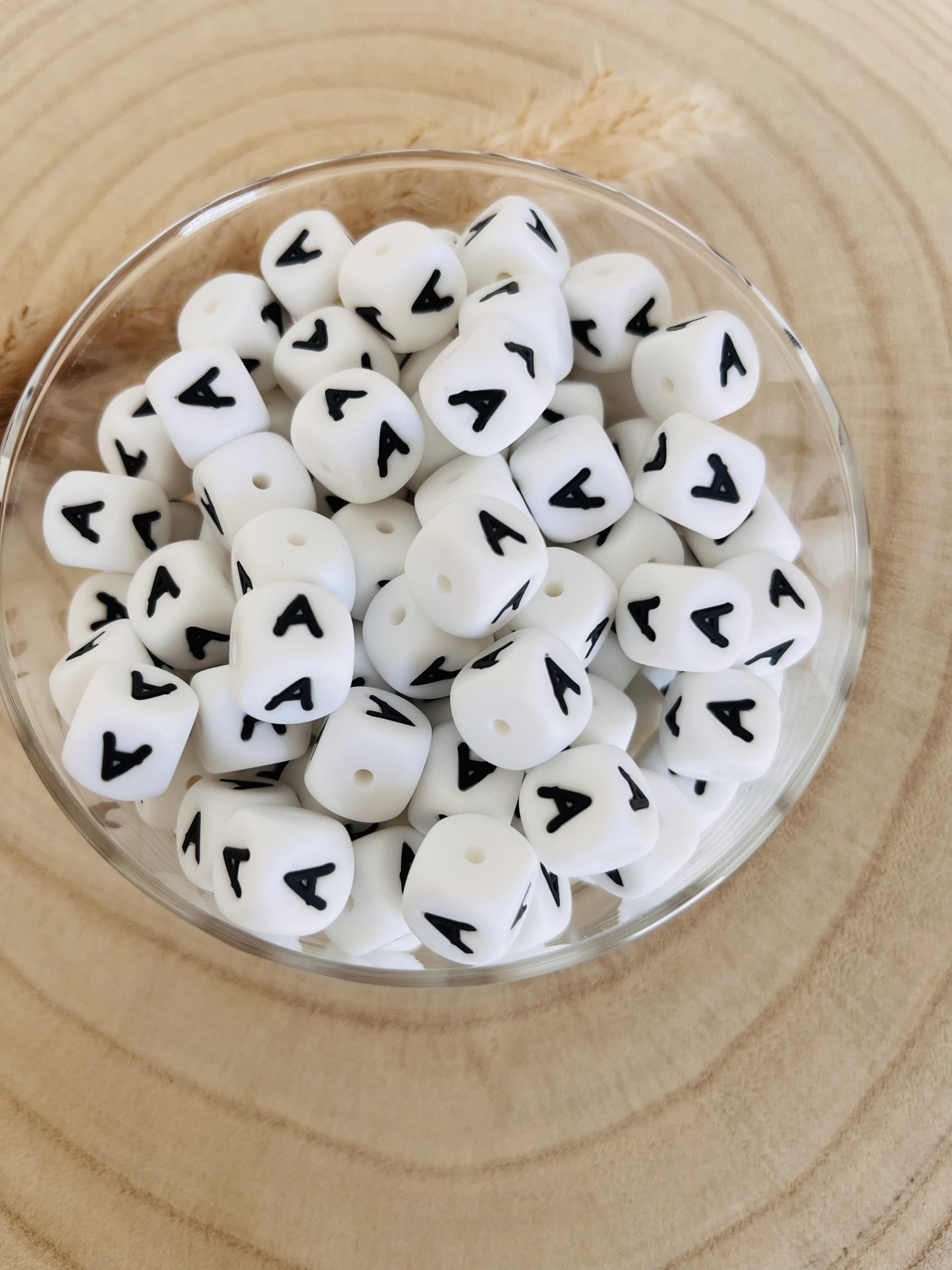 Letras de pérolas alfabeto de silicone 12 mm