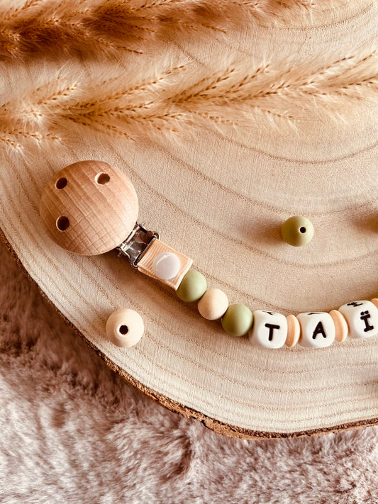 attache tétine marguerite verte