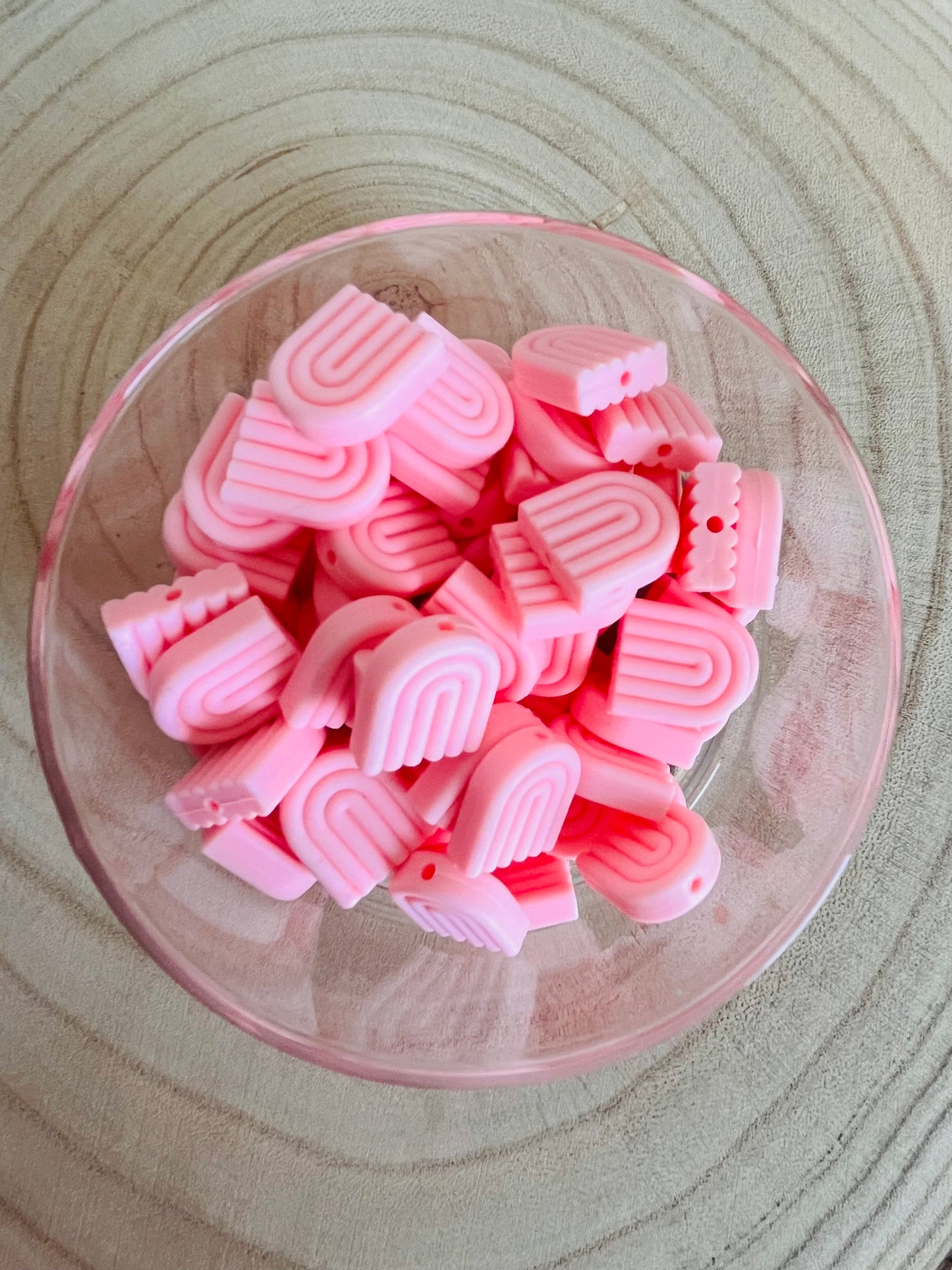 Perle silicone arc en ciel rose