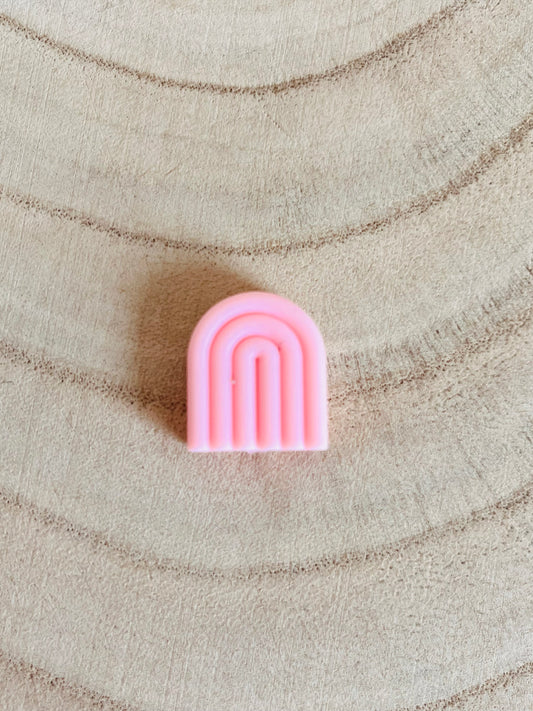 Perle silicone arc en ciel rose