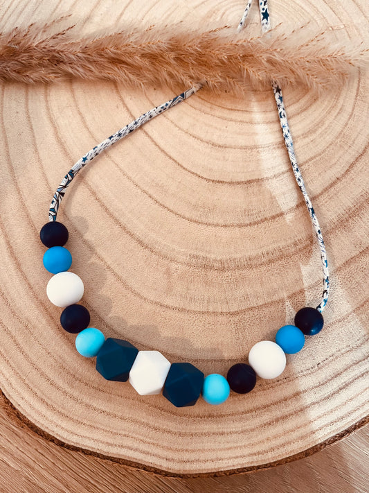 Collier d'allaitement liberty bleu