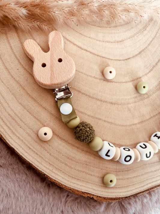 Attache tétine personnalisé lapin