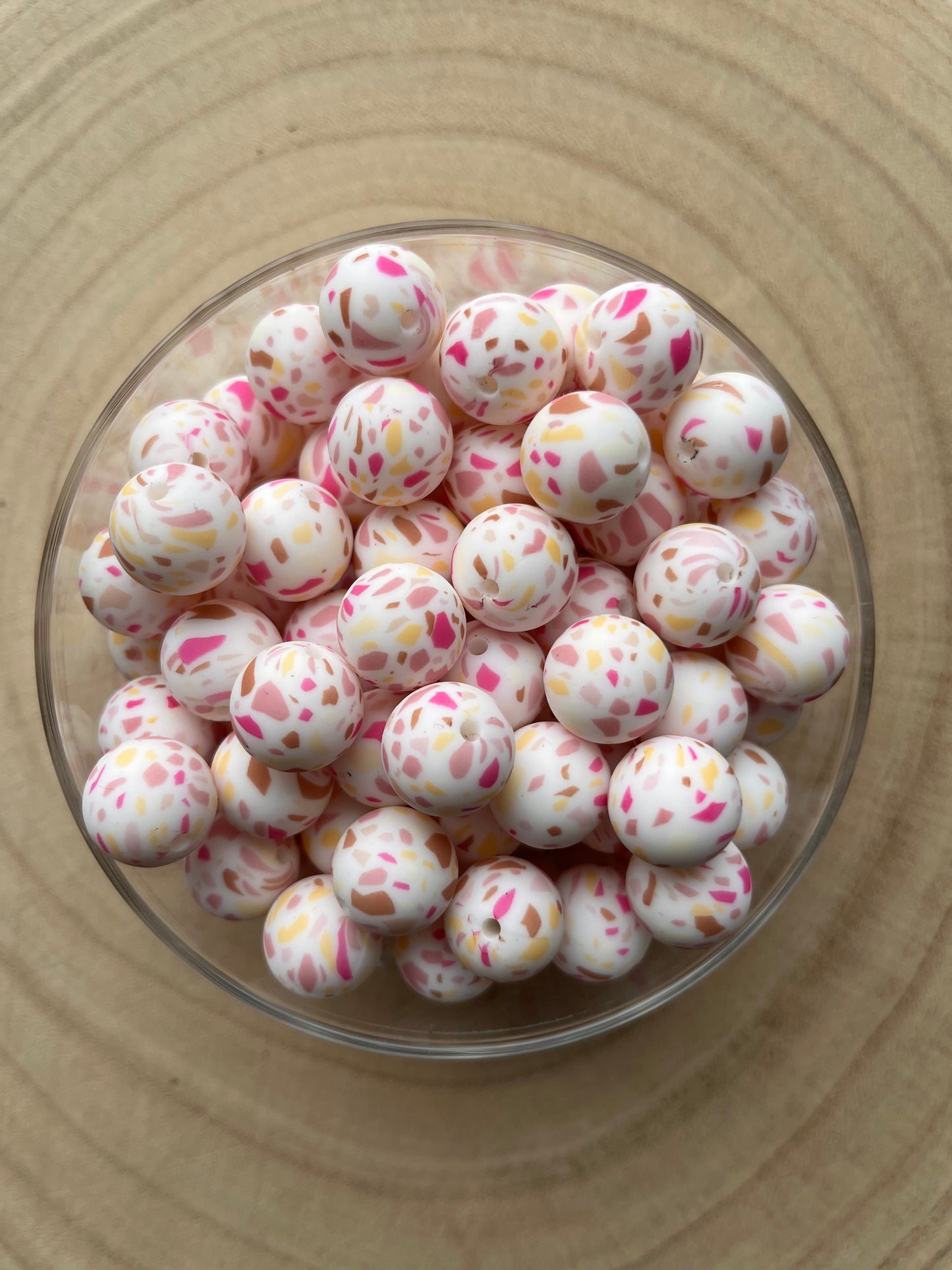 Perles en silicone imprimées Mosaïque Pastel