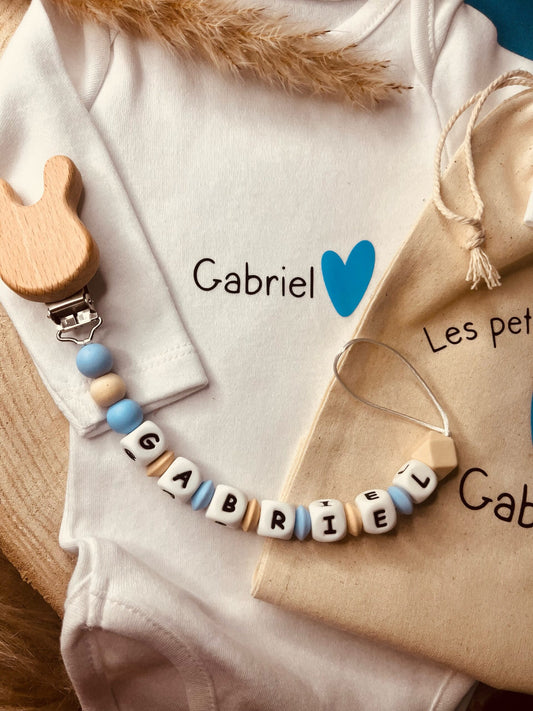 coffret naissance personnalisé coeur bleu