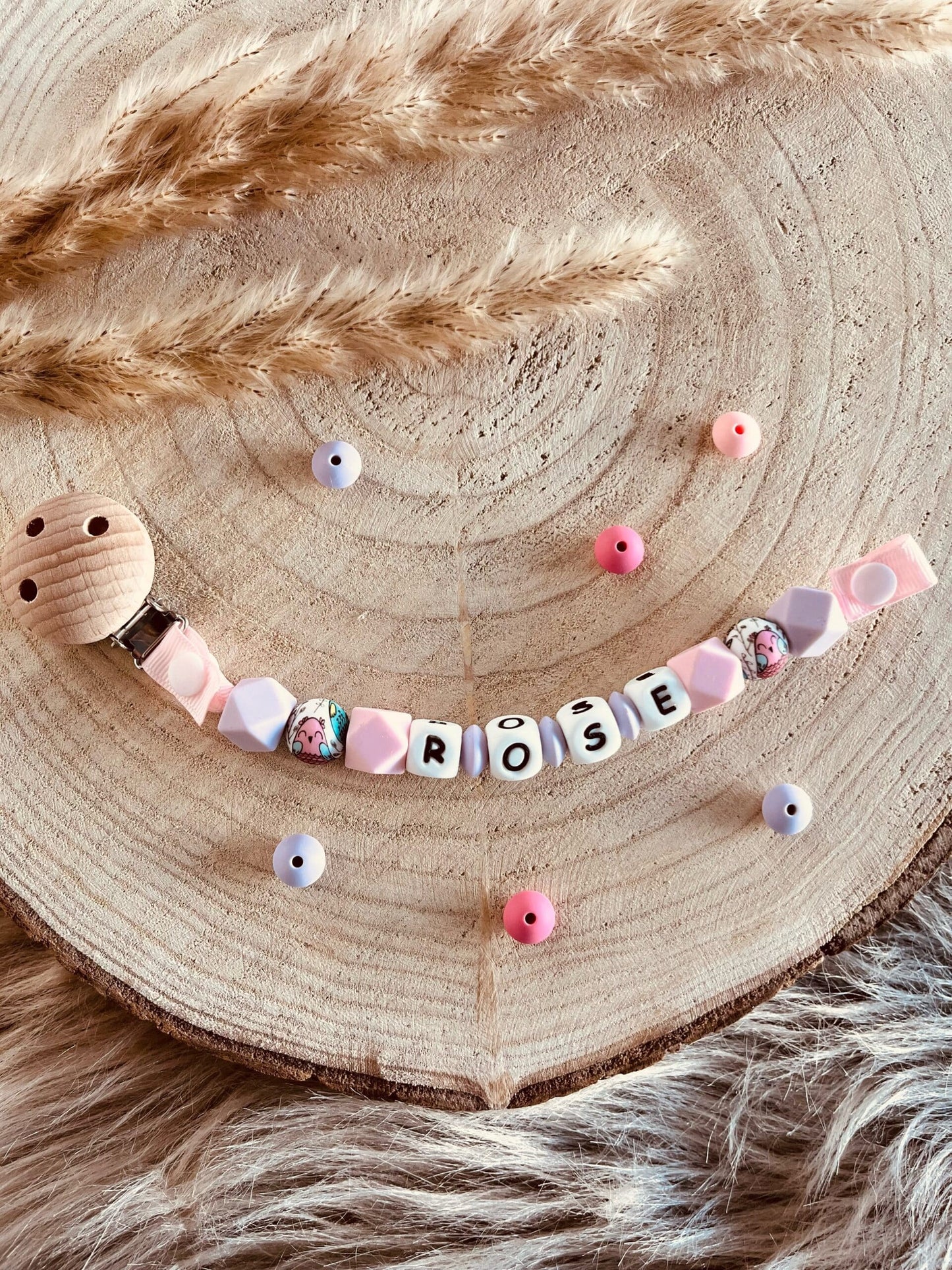 Attache tétine personnalisé pastel