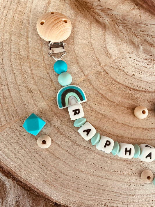 attache tétine montgolfière verte