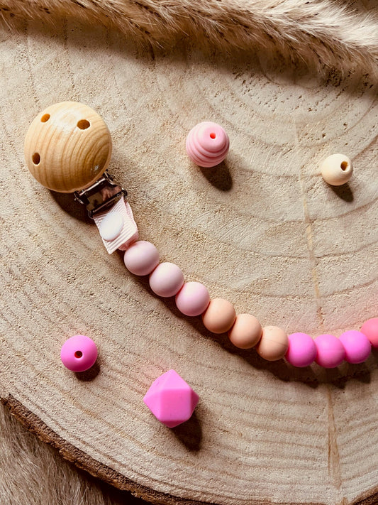 Attache tétine dégradé rose
